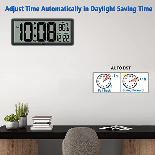 WallarGe Auto Set Digital Wall Clock Battery Operated, Desk Clocks